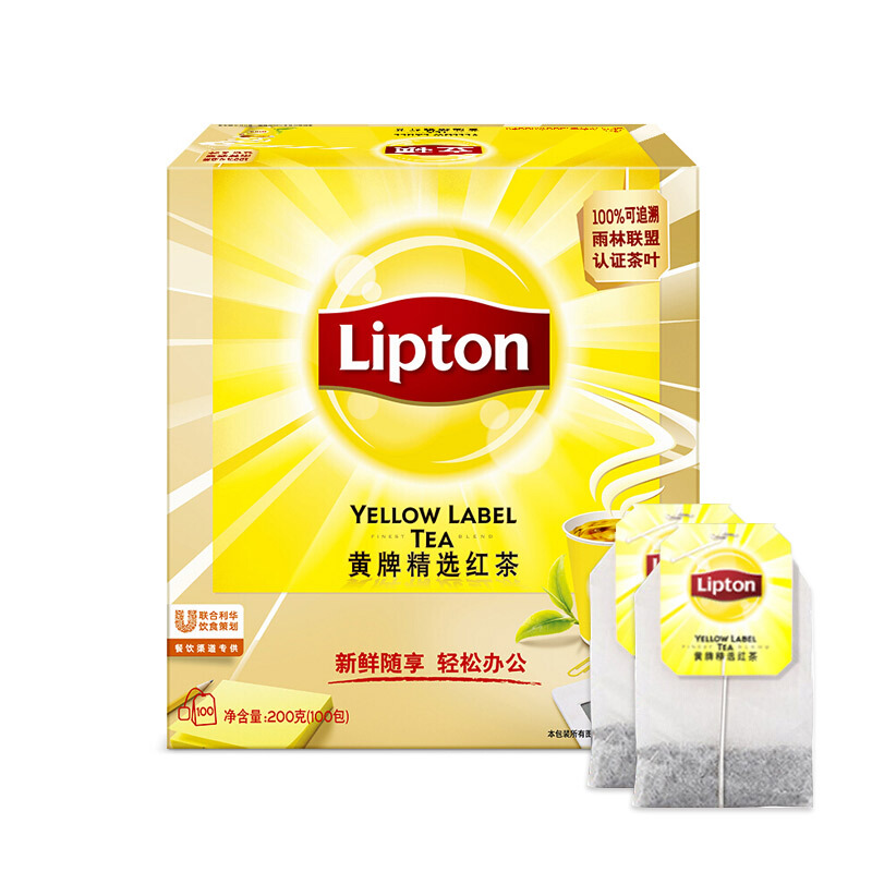 立頓（Lipton） 茶葉 100包200g 袋泡茶茶包 （黃牌精選紅茶）_http://lucerna.cn/img/images/C201902/1551337664599.jpg