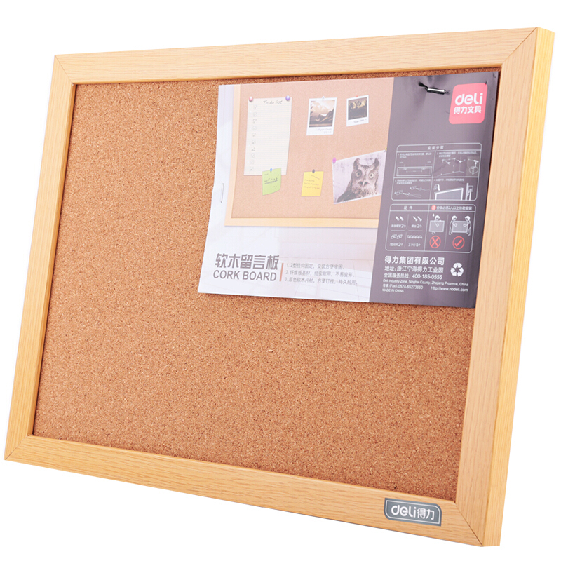 得力（deli） 8761 40*30cm軟木板/留言板/照片墻（木邊框、針插留言）_http://lucerna.cn/img/images/C201903/1551851658528.jpg