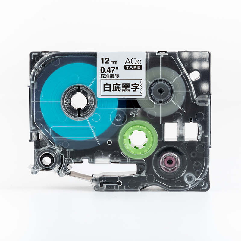 愛墨 AQe-221（9mm）不干膠標簽紙色帶 透明底黑字 _http://lucerna.cn/img/images/C201907/1564103208117.jpg