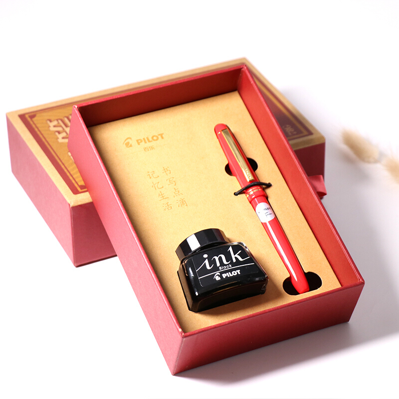 百樂（PILOT）FP-78G+鋼筆套裝   商務(wù)簽字筆練字送禮鋼筆墨水復(fù)古禮盒裝 (F尖紅色)_http://lucerna.cn/img/images/C201910/1571125715389.jpg