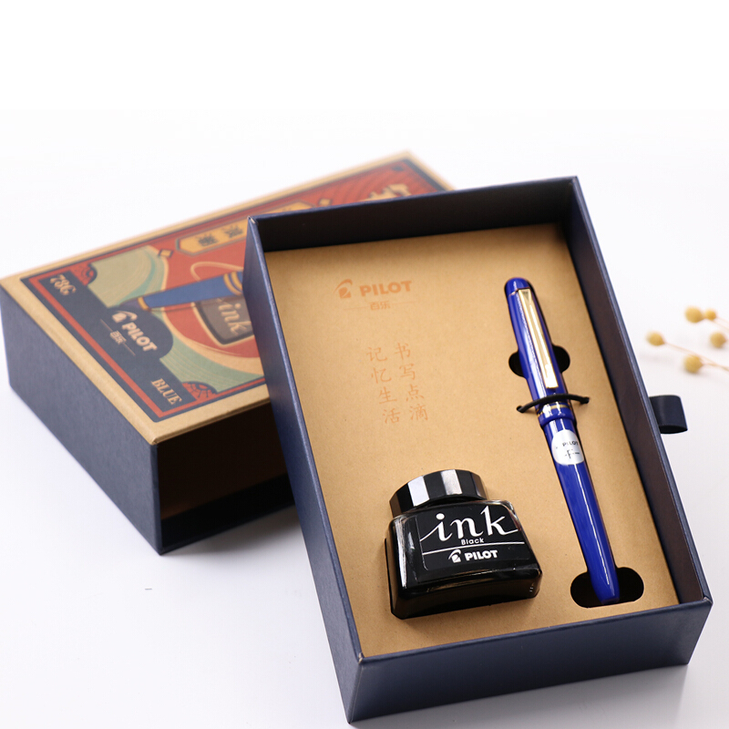百樂(lè)（PILOT）FP-78G+鋼筆套裝   商務(wù)簽字筆練字送禮鋼筆墨水復(fù)古禮盒裝 (F尖藍(lán)色)_http://lucerna.cn/img/images/C201910/1571125804373.jpg
