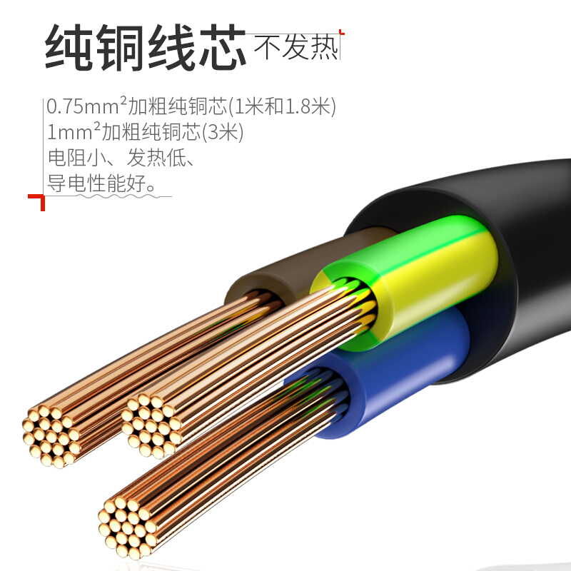 山澤（SANZHE）電腦主機(jī)國(guó)標(biāo)電源線 品字尾三孔電源連接線 適用電腦主機(jī)顯示器電飯煲 彎插頭0.5米WTDY05_http://lucerna.cn/img/images/C202007/1593594002488.jpg