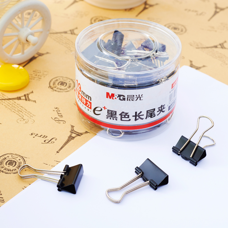 晨光（M&G） Eplus  長(zhǎng)尾夾/長(zhǎng)尾夾票夾 黑色( 5#ABS92736/19MM 40枚/筒)_http://lucerna.cn/img/images/C202008/1596769517278.jpg
