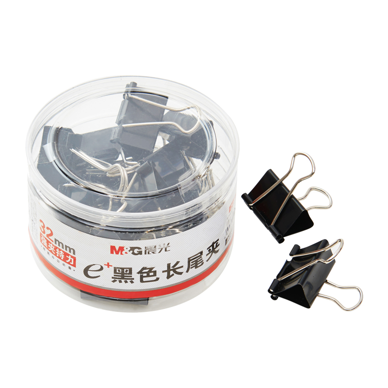 晨光（M&G） Eplus  長(zhǎng)尾夾/長(zhǎng)尾夾票夾 黑色( 3#ABS92734/32MM 24枚/筒)_http://lucerna.cn/img/images/C202008/1596769928723.jpg