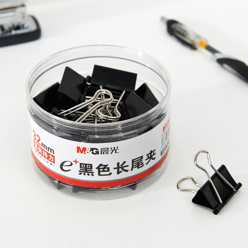 晨光（M&G） Eplus  長(zhǎng)尾夾/長(zhǎng)尾夾票夾 黑色( 3#ABS92734/32MM 24枚/筒)_http://lucerna.cn/img/images/C202008/1596769931944.jpg