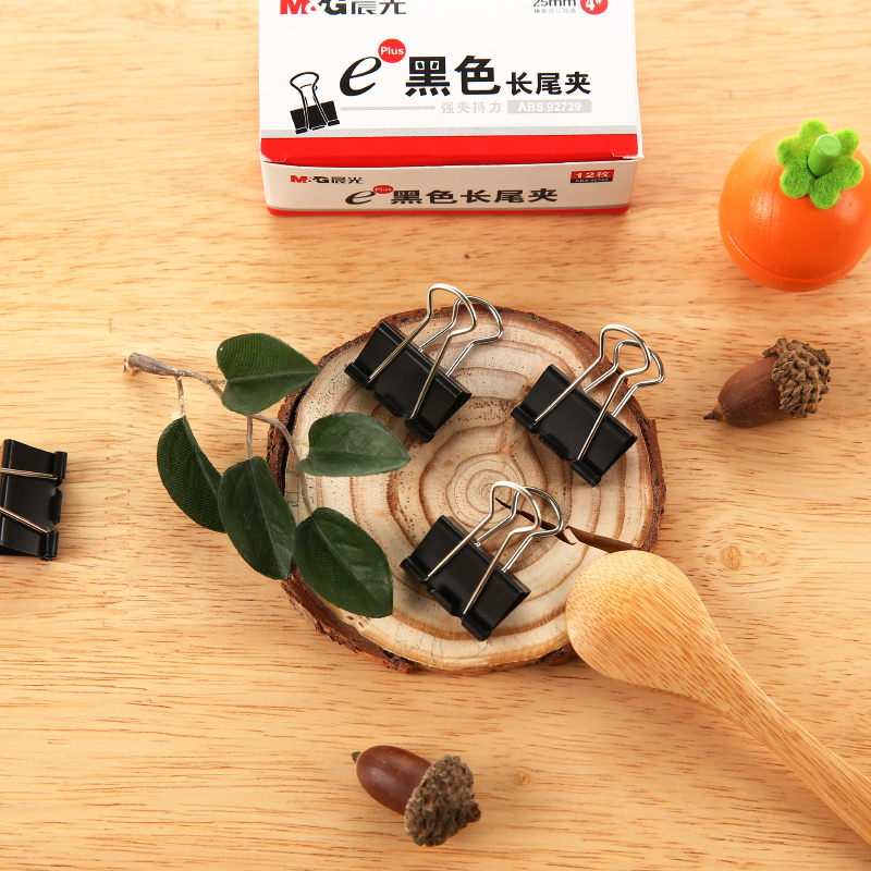 晨光（M&G） Eplus  長尾夾/長尾夾票夾 黑色(4#ABS92729/24mm 12枚/盒)_http://lucerna.cn/img/images/C202008/1596777686572.jpg