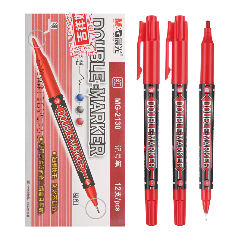 晨光（M&G） MG 2130 小雙頭油性記號(hào)筆 單支裝（紅色）_http://lucerna.cn/img/images/C202008/1598340414393.jpg