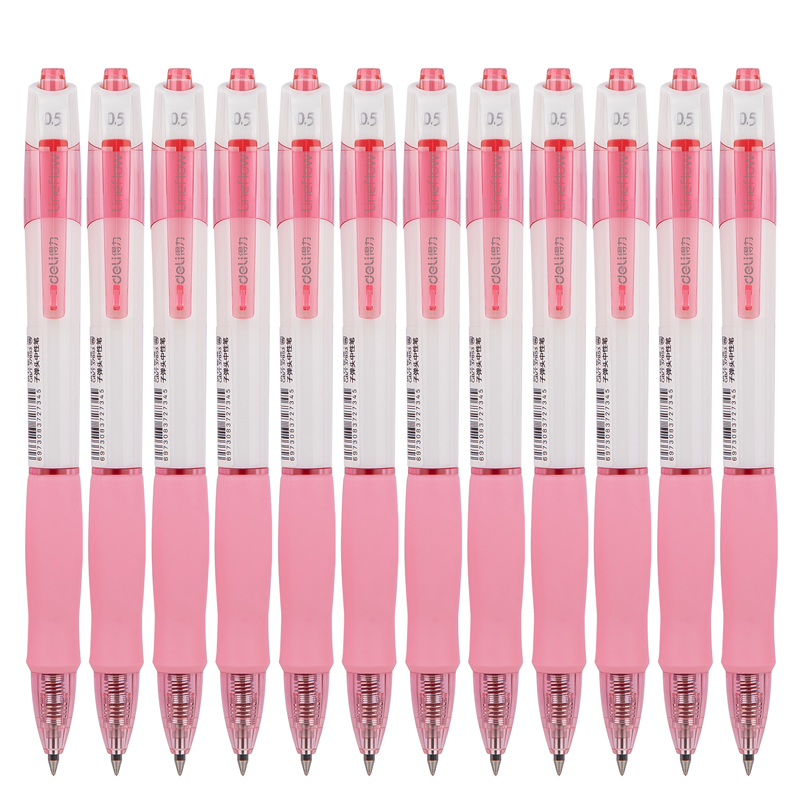 得力（deli）S09 按動子彈頭中性筆 紅色簽字筆 0.5mm 12支/盒_http://lucerna.cn/img/images/C202009/1599195137840.jpg