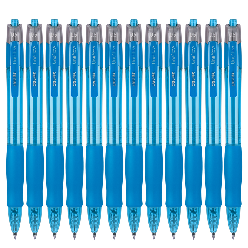 得力（deli）S08 按動(dòng)子彈頭中性筆 藍(lán)色簽字筆 0.5mm 12支/盒_http://lucerna.cn/img/images/C202009/1599199204337.jpg