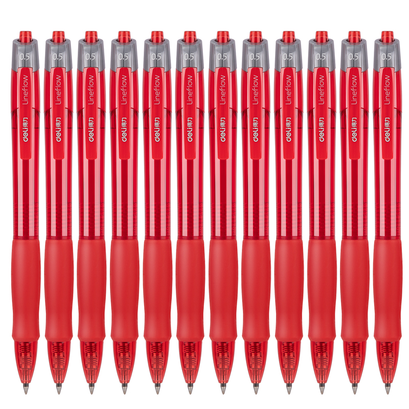 得力（deli）S08 按動(dòng)子彈頭中性筆 紅色簽字筆 0.5mm 12支/盒_http://lucerna.cn/img/images/C202009/1599199349992.jpg