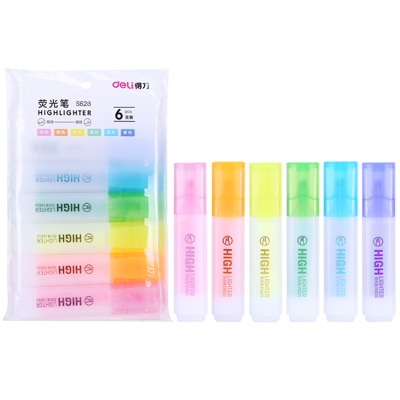 得力（deli）彩色熒光筆 水性記號(hào)筆手賬涂鴉筆 重點(diǎn)標(biāo)記筆 6色/袋 S628_http://lucerna.cn/img/images/C202111/1636450614488.jpg