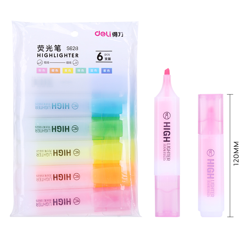 得力（deli）彩色熒光筆 水性記號(hào)筆手賬涂鴉筆 重點(diǎn)標(biāo)記筆 6色/袋 S628_http://lucerna.cn/img/images/C202111/1636450615268.jpg