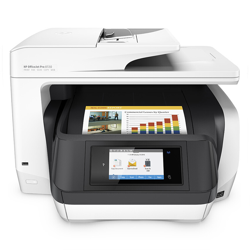惠普（HP） OfficeJet Pro 8720 噴墨一體機(jī) (無(wú)線4合1,白色) 