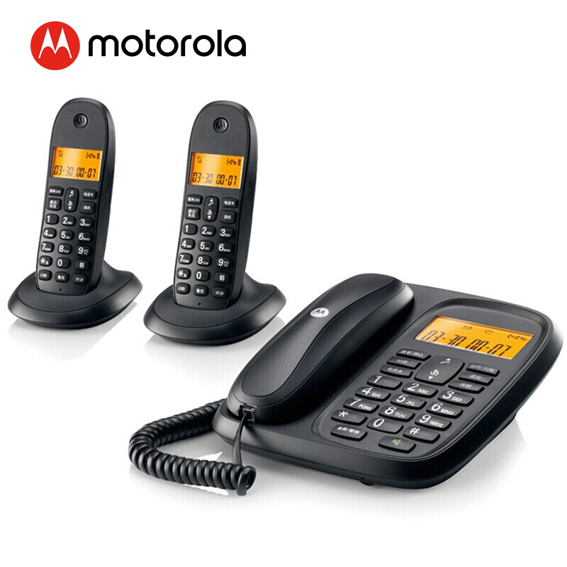 摩托羅拉（Motorola） CL102C 數(shù)字無(wú)繩電話機(jī)座機(jī)子母機(jī)中文顯示免提套裝辦公家用一拖二固定無(wú)線座機(jī)（黑色）_http://lucerna.cn/img/sp/2147/35e84b71-cb6c-43cb-bbaf-3c8198349516.jpg