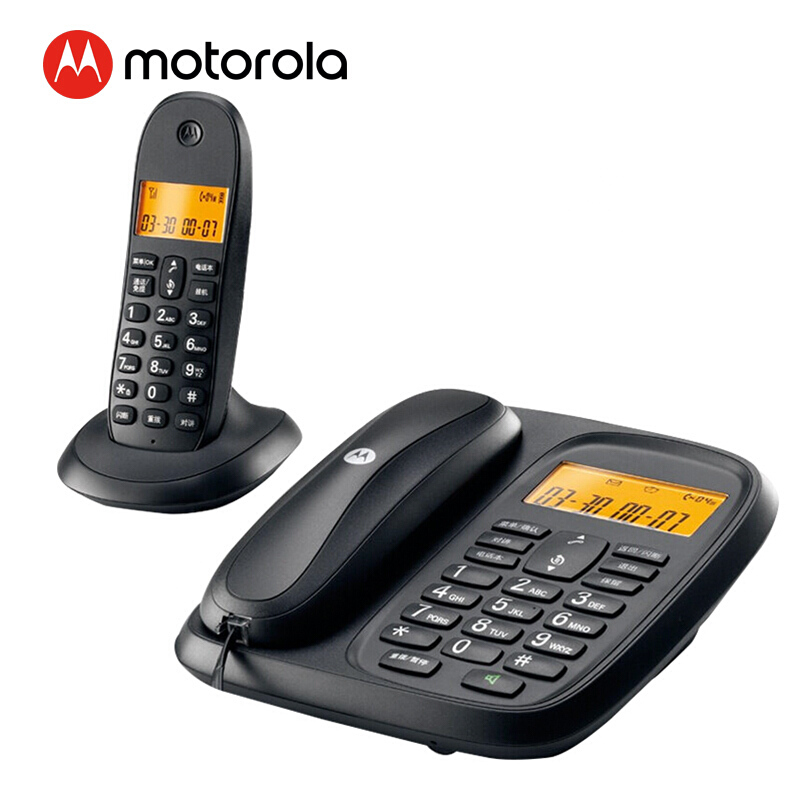 摩托羅拉（Motorola） CL101C 數(shù)字無(wú)繩電話(huà)機(jī)座機(jī)子母機(jī)中文顯示免提套裝辦公家用一拖一固定無(wú)線(xiàn)座機(jī) （黑色）_http://lucerna.cn/img/sp/2147/3764a2a8-cb08-4714-9d41-04c577c3c776.jpg