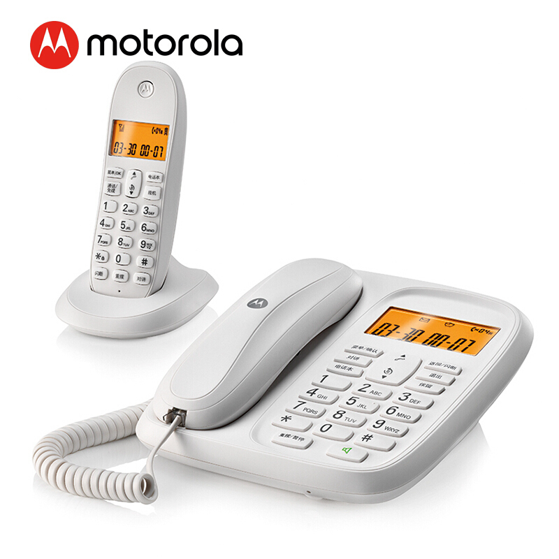 摩托羅拉（Motorola） CL101C 數(shù)字無繩電話機(jī)座機(jī)子母機(jī)中文顯示免提套裝辦公家用一拖一固定無線座機(jī) （白色）_http://lucerna.cn/img/sp/2147/b92373a3-9b0d-4be8-96d7-a32a161b24a2.jpg