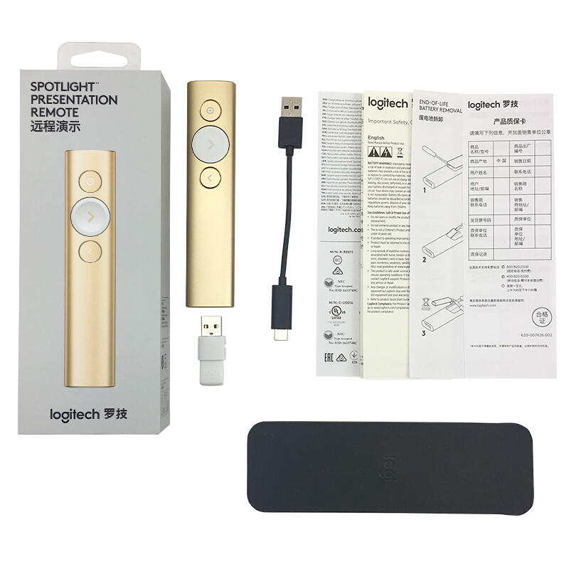 羅技（Logitech） Spotlight 無線演示器 投影筆 翻頁器 非激光筆 演示筆 演講神器 放大聚焦液晶屏可顯 (金色) _http://lucerna.cn/img/sp/242/af494d6b-0772-418e-9e3f-7fd05b6feba7.jpg
