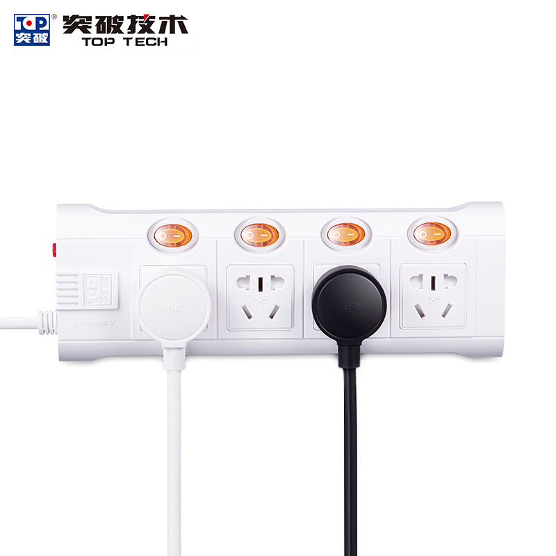 突破（TOP） TZ-D4K4 新國標帶兒童保護門插座接線板智能過載自動斷電分控獨立開關(guān)4孔3米 3米線長_http://lucerna.cn/img/sp/2541/10a14781-3c8d-448a-b152-3ae9b7800def.jpg