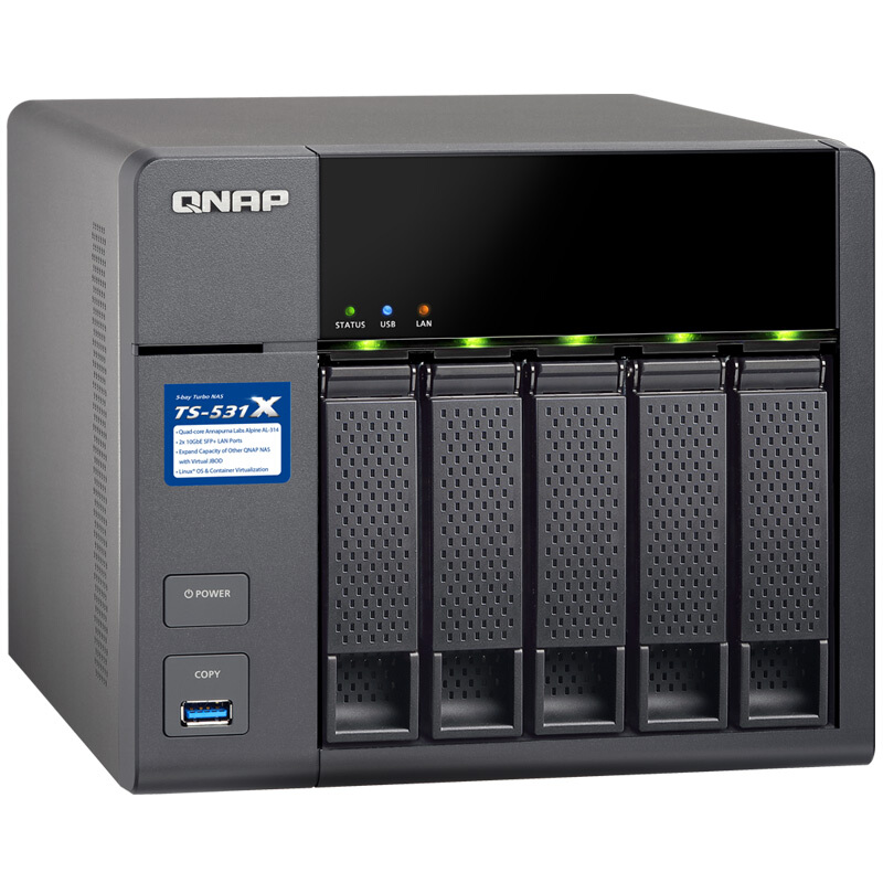 威聯(lián)通（QNAP） TS-531X-2G 高效能四核處理器,內(nèi)建雙10GbE SFP+ 網(wǎng)絡(luò)端口 五盤位NAS網(wǎng)絡(luò)存儲(chǔ)器（無內(nèi)置硬盤）_http://lucerna.cn/img/sp/275/b4f01938-a090-41f1-87f5-154f7d617596.jpg
