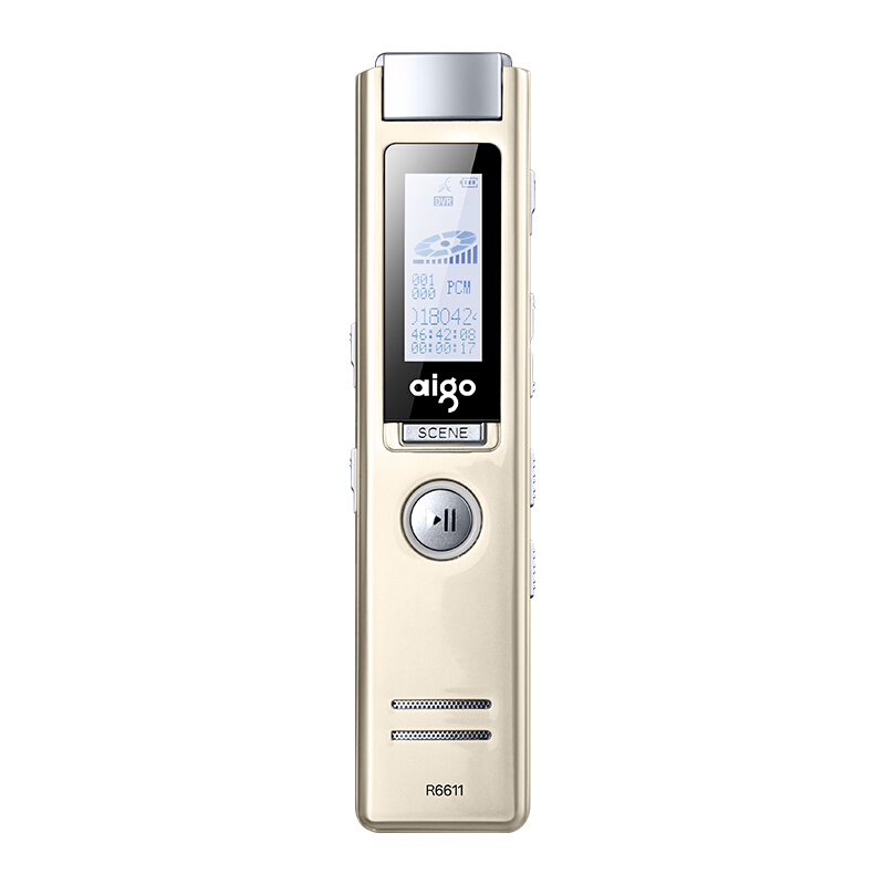 愛國者（aigo） R6611 錄音筆 專業(yè)微型 高清遠距降噪 MP3播放器 學習/會議采訪取證錄音 （香檳金8G）