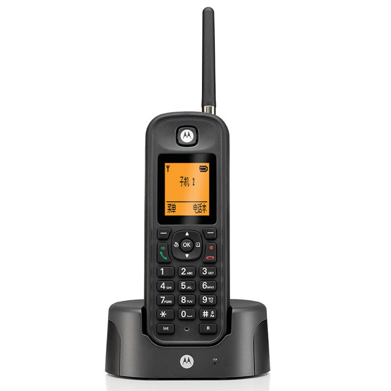 摩托羅拉（Motorola） O201C 電話(huà)機(jī) 遠(yuǎn)距離數(shù)字無(wú)繩單機(jī) 橙色背光電話(huà)簿中英文顯示菜單可擴(kuò)展 無(wú)線(xiàn)座機(jī)（黑色）_http://lucerna.cn/img/sp/764/18c82629-3e38-44c0-9414-ed2e9ddc7b5d.jpg