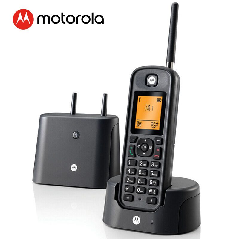 摩托羅拉（Motorola） O201C 電話(huà)機(jī) 遠(yuǎn)距離數(shù)字無(wú)繩單機(jī) 橙色背光電話(huà)簿中英文顯示菜單可擴(kuò)展 無(wú)線(xiàn)座機(jī)（黑色）_http://lucerna.cn/img/sp/764/3b5f1f3a-e2ed-47b3-ada1-74917c389914.jpg