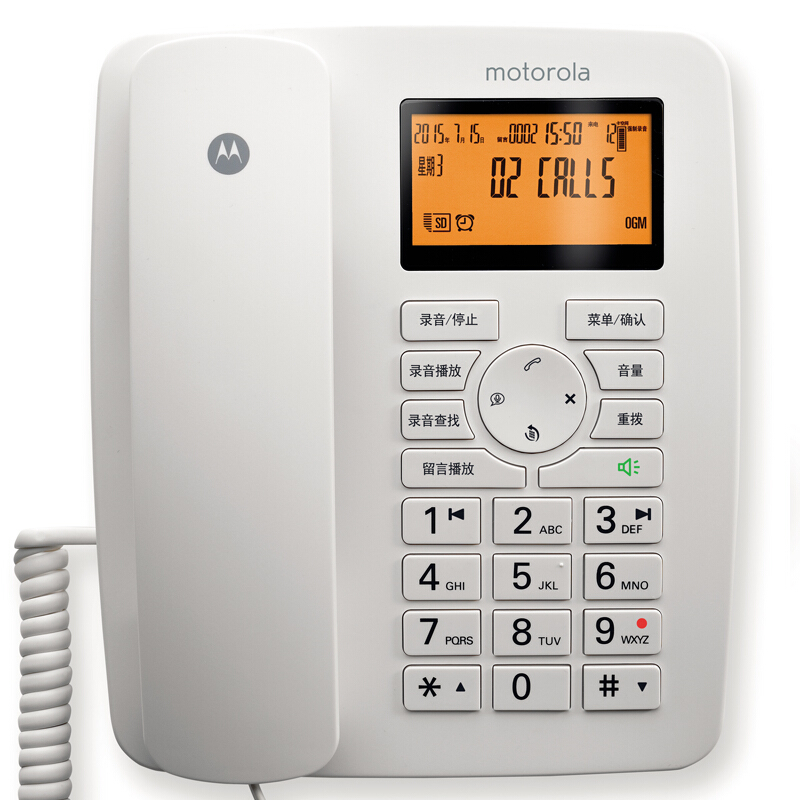 摩托羅拉（Motorola） CT111C 智能自動(dòng)/手動(dòng)插卡錄音電話(huà)機(jī)座機(jī)商務(wù)客服電話(huà)呼叫中心家用辦公固定座機(jī) （白色）_http://lucerna.cn/img/sp/766/82571caf-33d3-4f62-9579-e23617d9931e.jpg