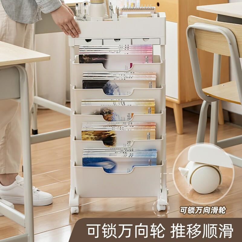 時代良品（SDLP）掛袋書立架 白色-三抽屜帶輪款 SD-9158_http://lucerna.cn/newimg/C202303/1678859206157.jpg