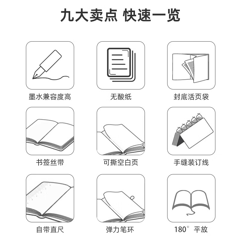 國(guó)譽(yù)（KOKUYO）無(wú)酸紙筆記本厚本子感商務(wù)辦公記事本 A6黑色1本581225_http://lucerna.cn/newimg/C202309/1695107272430.jpg