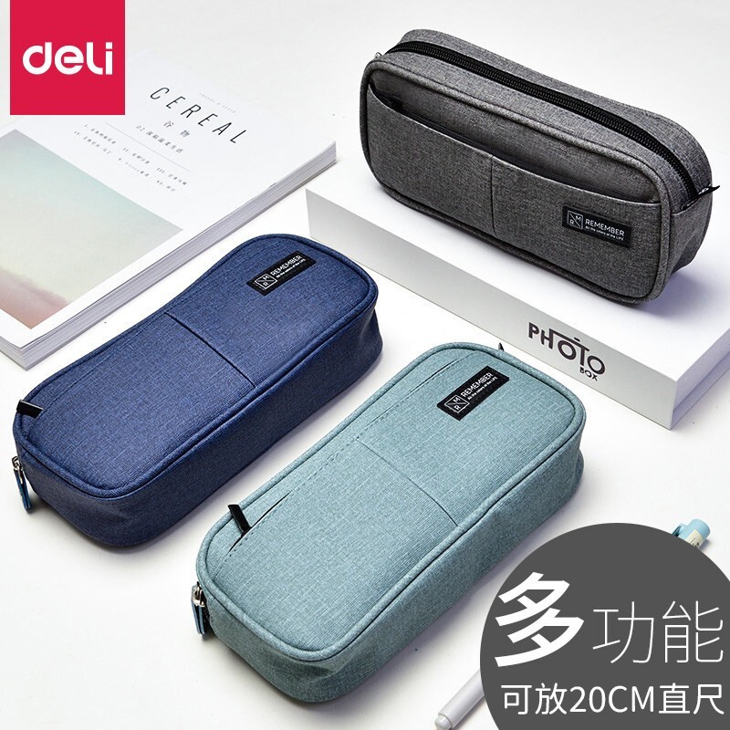 得力（deli） 多層大容量仿亞麻筆袋 深藍(lán)色66782_http://lucerna.cn/newimg/C202310/1697786162278.jpg